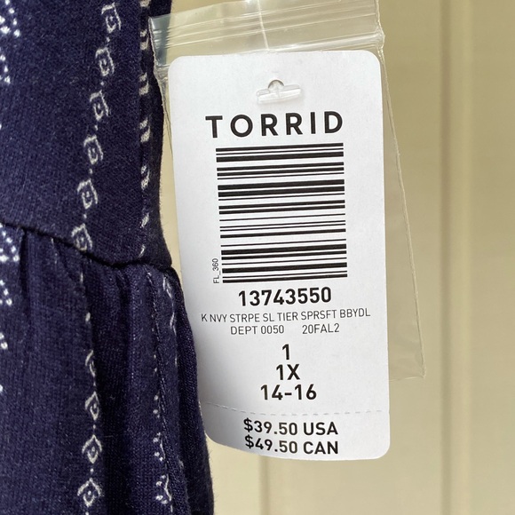 Size 1X Torrid Women’s Top Navy Blue Super Soft Knits - Picture 3 of 12